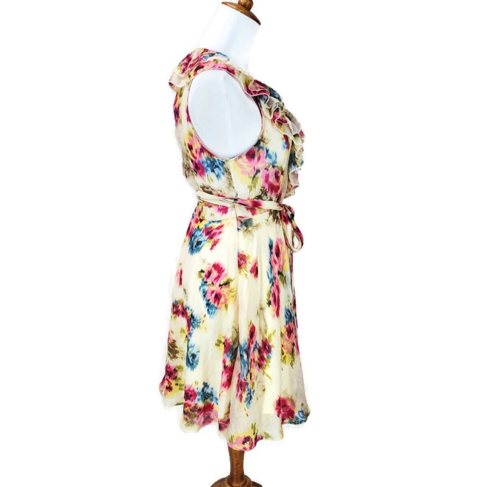ARK & Co. 60% Silk Floral Feminine Real Wrap Dress in Small - Picture 5 of 15